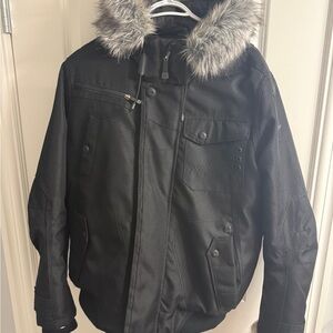 Point Zero Black Winter Jacket with Faux Fur Hood
